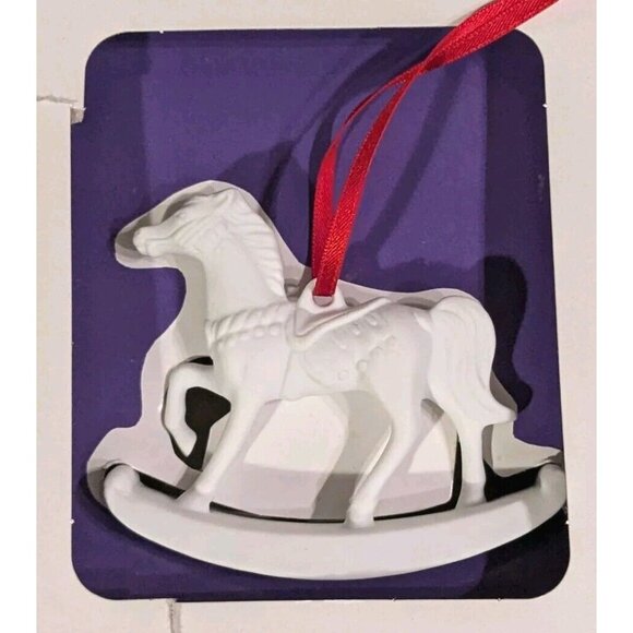 Christmas Ornament Hutschenreuther Horse Rocking Flugel White Biscuit Porcelain - Picture 2 of 14